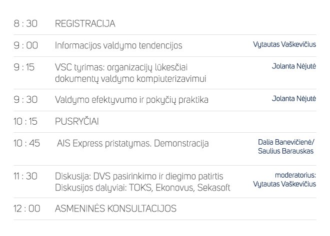 seminaro dienotvarke